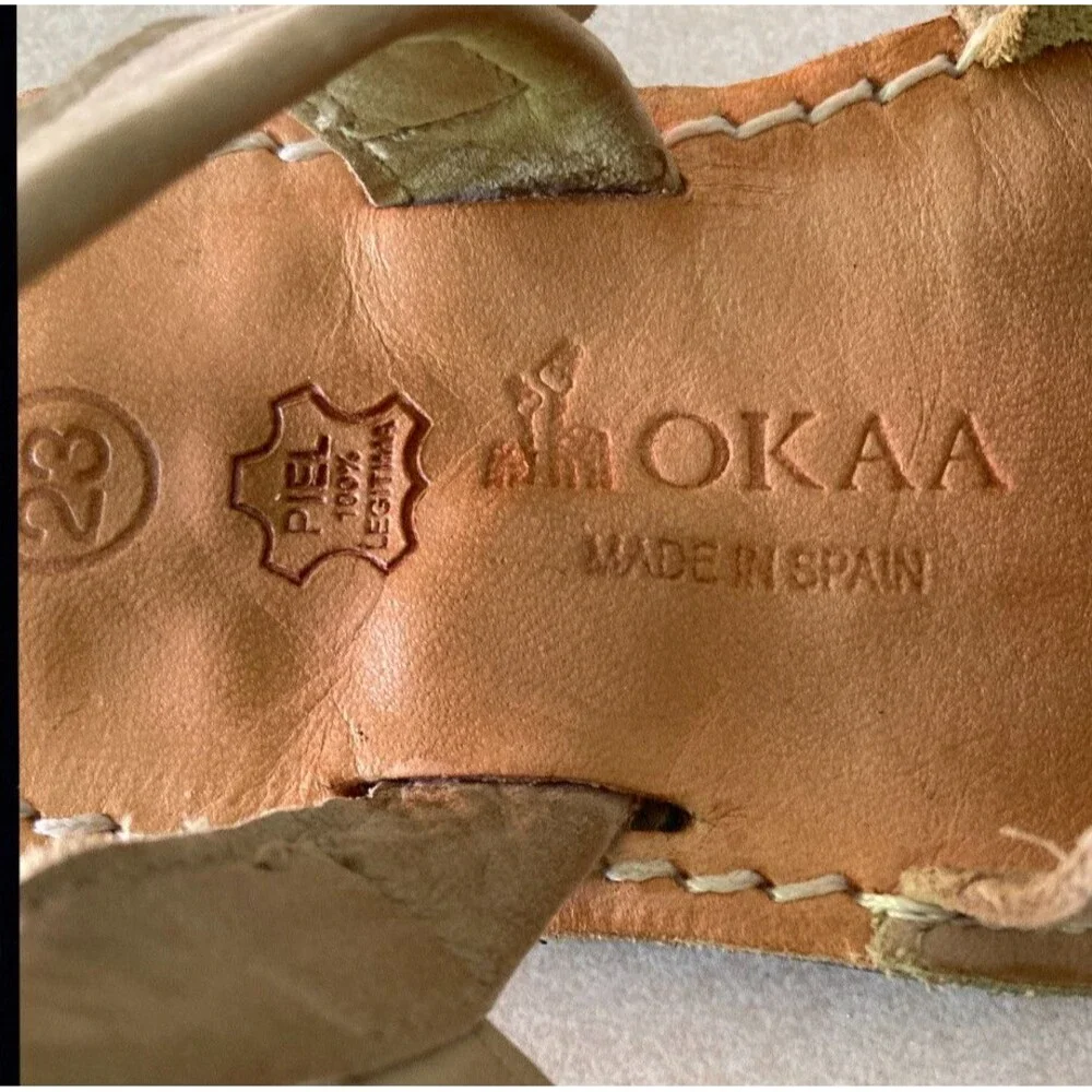 OKAA SPAIN Girls Tan Leather Fringe Sandals Size 23- US 6.5 Girls
